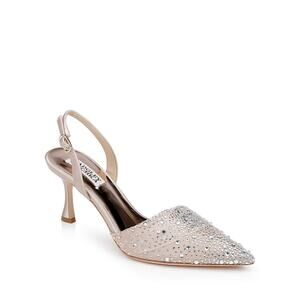 Badgley Mischka Brenna Embellished Silk Slingback Pumps